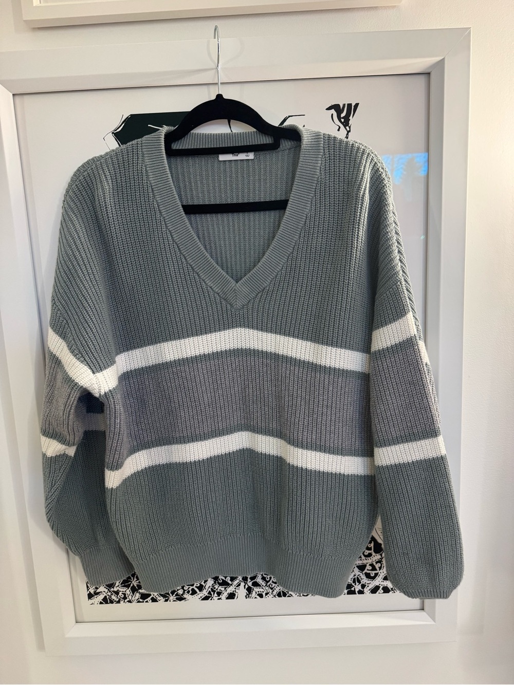 TNA V-Neck Striped Knit Sweater